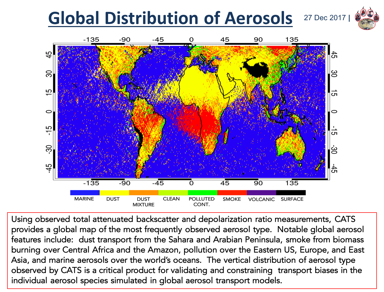 Global Distribution of Aerosols Observed by CATS